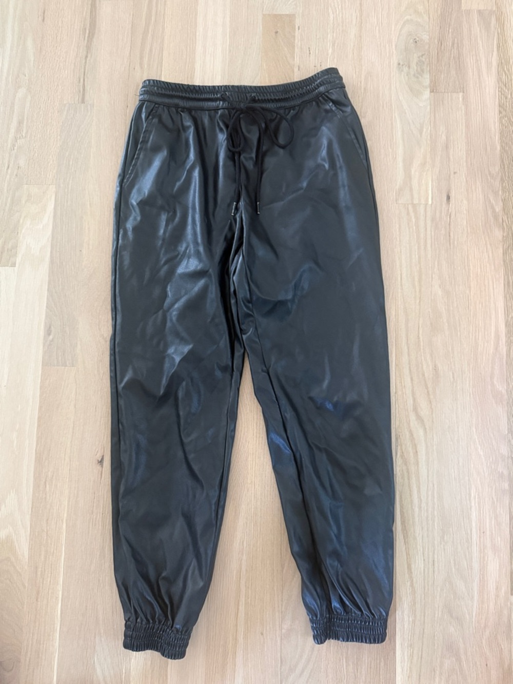 a new day Black Faux Leather Joggers